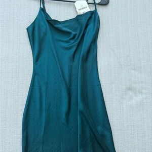Altar'd State Teal Mini Slip Dress